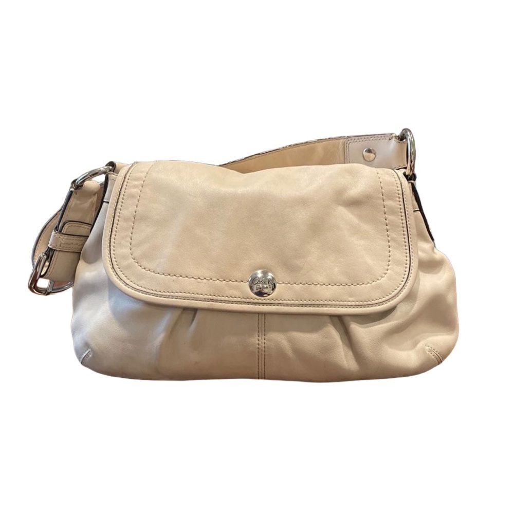 Coach pleated bag F13729 in bone color silver hardware. B11